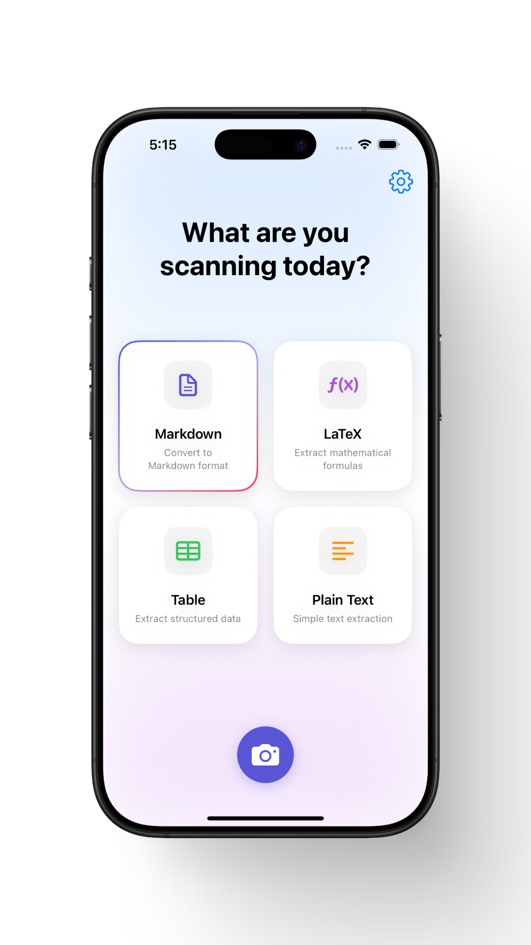Scan Formatter Home Screen