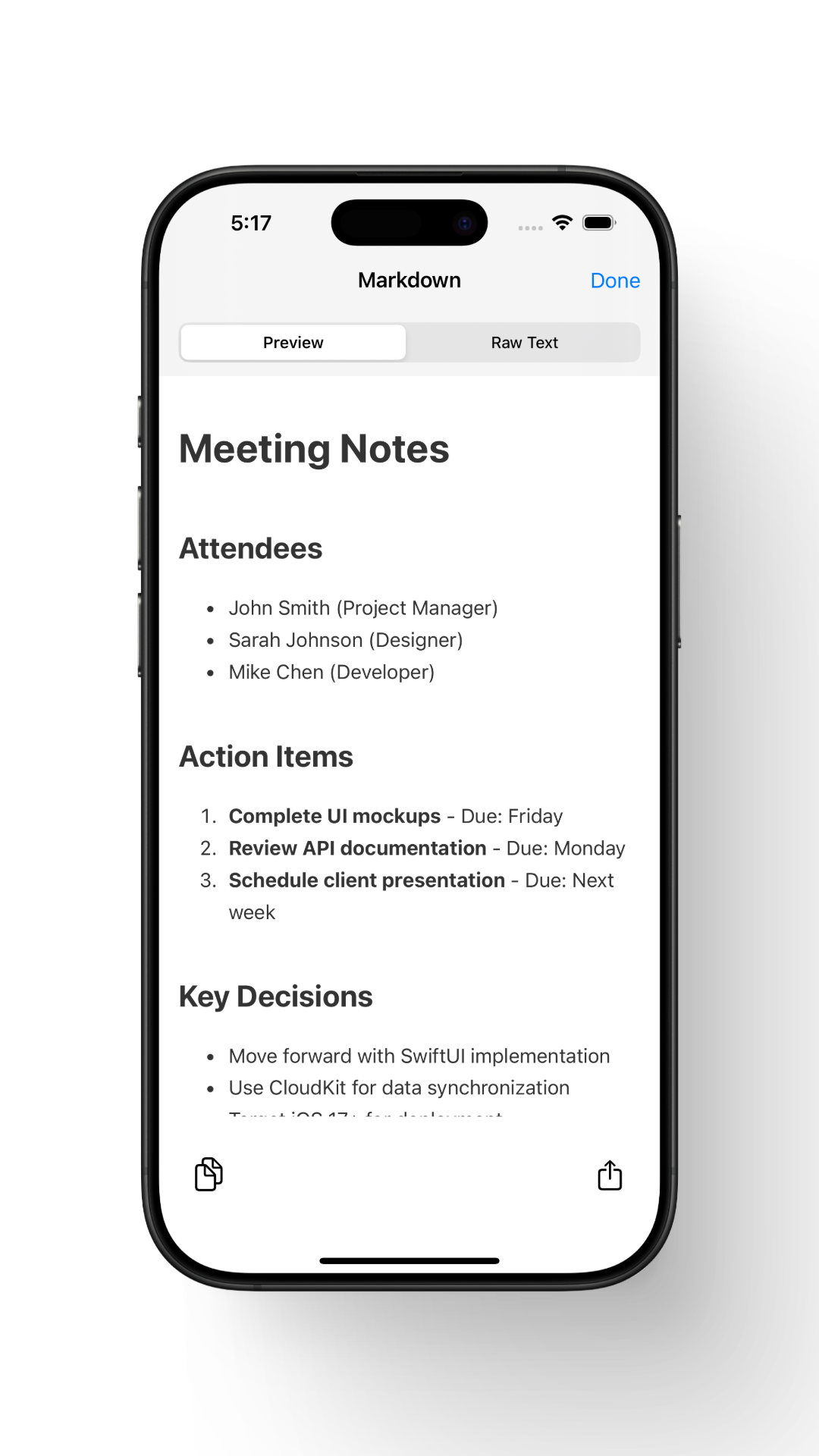 Scan Formatter Markdown Screen